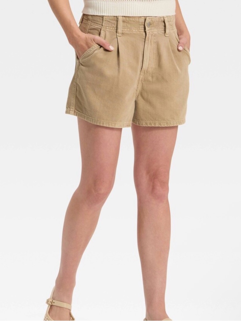 Universal Thread Pleated High Rise Shorts Khaki NWT